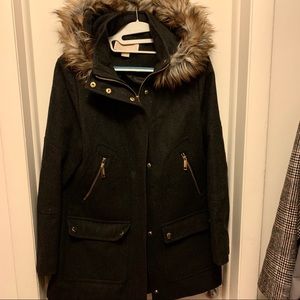 Michael Kors wool blended hooded coat, grey, M